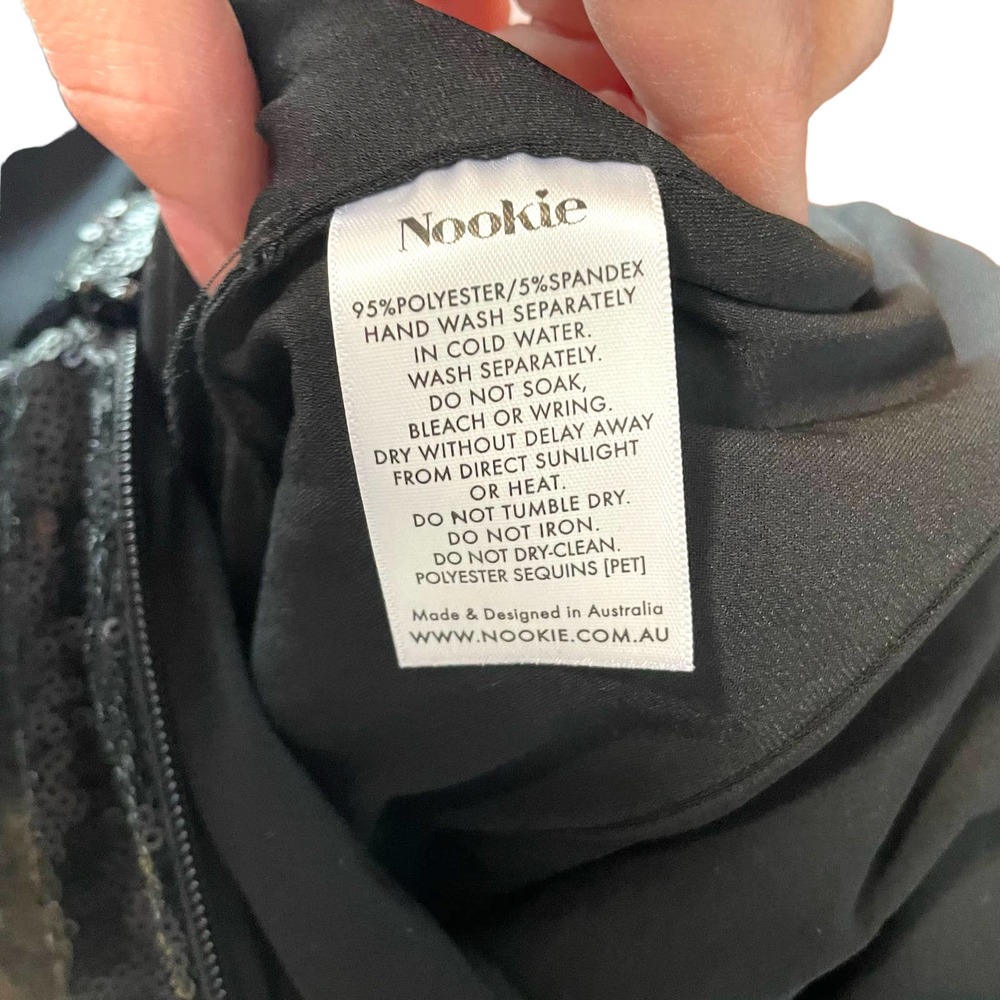 Nookie Black Strapless Sequin Gown with Side Thigh Slit - Picture 11 of 12